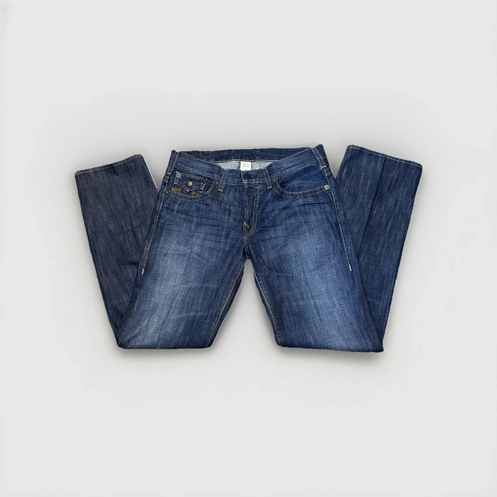 True‎ Religion Section Row Seat Jeans Men's 36 Dark Wash Straight Leg Button Fly